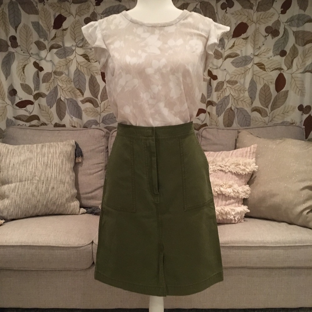 j.crew olive skirt EUC